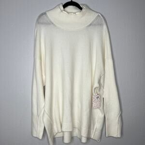 Free People Ivory White Pullover Knit Sweater Long Sleeve Women's Size M